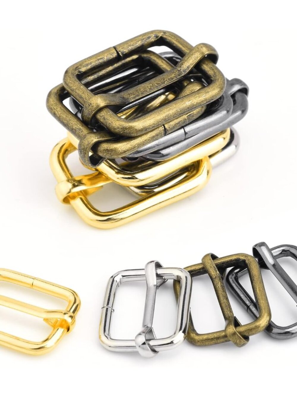 25 Pack Tri Glide Slide Buckle 3/4 Inch Strap Adjuster Metal Adjustable Sliders